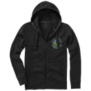 Arora hooded full zip sweater, Male, Knit of 80% Cotton and 20% Polyester, brushed on the inside, solid black, S