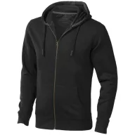   Arora hooded full zip sweater, Male, Knit of 80% Cotton and 20% Polyester, brushed on the inside, solid black, L