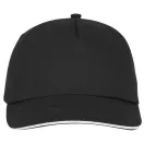 Styx 5 panel sandwich cap, Unisex, 100% Cotton twill,  solid black