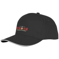   Ceto 5 panel sandwich cap, Unisex, 100% Cotton twill,  solid black