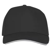   Ceto 5 panel sandwich cap, Unisex, 100% Cotton twill,  solid black