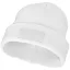 Boreas beanie with patch, Unisex, Single layer beanie with double folded edge 1x1 Rib knit of 100% Acrylic Patch of 100% Polyester, White