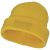 Boreas beanie with patch, Unisex, Single layer beanie with double folded edge 1x1 Rib knit of 100% Acrylic Patch of 100% Polyester, Yellow
