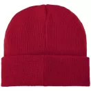 Boreas beanie with patch, Unisex, Single layer beanie with double folded edge 1x1 Rib knit of 100% Acrylic Patch of 100% Polyester, Red