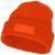 Boreas beanie with patch, Unisex, Single layer beanie with double folded edge 1x1 Rib knit of 100% Acrylic Patch of 100% Polyester, Orange