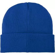   Boreas beanie with patch, Unisex, Single layer beanie with double folded edge 1x1 Rib knit of 100% Acrylic Patch of 100% Polyester, Blue