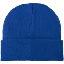 Boreas beanie with patch, Unisex, Single layer beanie with double folded edge 1x1 Rib knit of 100% Acrylic Patch of 100% Polyester, Blue