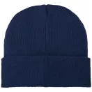 Boreas beanie with patch, Unisex, Single layer beanie with double folded edge 1x1 Rib knit of 100% Acrylic Patch of 100% Polyester, Navy