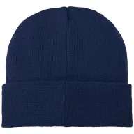   Boreas beanie with patch, Unisex, Single layer beanie with double folded edge 1x1 Rib knit of 100% Acrylic Patch of 100% Polyester, Navy