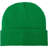   Boreas beanie with patch, Unisex, Single layer beanie with double folded edge 1x1 Rib knit of 100% Acrylic Patch of 100% Polyester, Fern green  