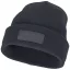 Boreas beanie with patch, Unisex, Single layer beanie with double folded edge 1x1 Rib knit of 100% Acrylic Patch of 100% Polyester, Storm Grey