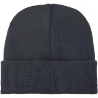   Boreas beanie with patch, Unisex, Single layer beanie with double folded edge 1x1 Rib knit of 100% Acrylic Patch of 100% Polyester, Storm Grey