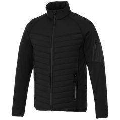   Banff hybrid insulated jacket, Male, 100% Nylon with dull Cire coating, 380T woven, water repellent and down proof Contrast fabric: 94% Polyester, 6% Elastane with water repellent finish, solid black, XS