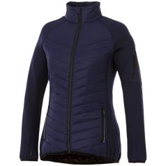   Banff hybrid insulated ladies jacket, Female, 100% Nylon with dull Cire coating 380T woven, water repellent and down proof Contrast fabric: 94% Polyester, 6% Elastane with water repellent finish, Navy, S
