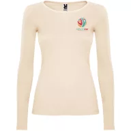   Tricou cu maneca lunga, la baza gatului, Casual, Femei, Roly, 2410E19028, Bumbac, Portocaliu sand