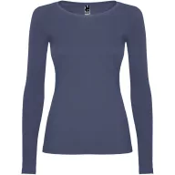   Tricou la baza gatului, Dama, maneca lunga, Roly, 2401E12276, Bumbac, Albastru denim, Marimi variate