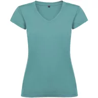   Tricou cu maneca scurta, la baza gatului, Casual, Femei, Roly, 2410E21302, Bumbac, Albastru dusty