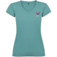   Tricou cu maneca scurta, la baza gatului, Casual, Femei, Roly, 2410E21302, Bumbac, Albastru dusty