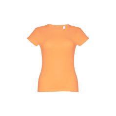   Tricou la baza gatului, Dama, maneca scurta, TH Clothes, 2401E12379, Bumbac, Portocaliu coral, 3XL