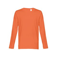   Tricou la baza gatului, Barbati, maneca lunga, TH Clothes, 2401E12391, Bumbac, Rosu terracotta, M