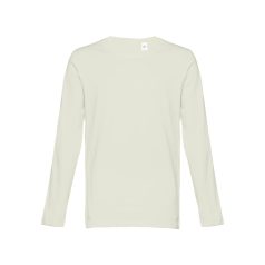   Tricou la baza gatului, Barbati, maneca lunga, TH Clothes, 2401E12397, Bumbac, Verde pastelat, S