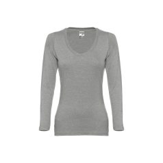   Tricou cu maneca lunga dama, 22FEB2182, XL, feminin, Bumbac, Gri