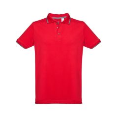   ROME. Men's slim fit polo shirt, Male, Piquet mesh 100% cotton: 195 g/m². Colour 56: 85% cotton/15% viscose, Red, S