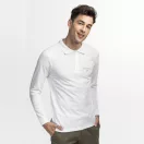 BERN. Men's long sleeve polo shirt, Male, Piquet mesh 100% cotton: 210 g/m², White, L