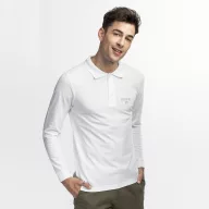   BERN. Men's long sleeve polo shirt, Male, Piquet mesh 100% cotton: 210 g/m², White, M