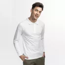 BERN. Men's long sleeve polo shirt, Male, Piquet mesh 100% cotton: 210 g/m², White, XL