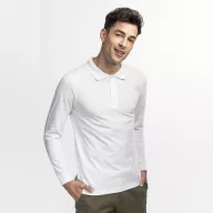   BERN. Men's long sleeve polo shirt, Male, Piquet mesh 100% cotton: 210 g/m², White, XXL