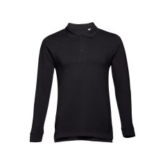   BERN. Men's long sleeve polo shirt, Male, Piquet mesh 100% cotton: 210 g/m². Colour 56: 85% cotton/15% viscose, Black, L