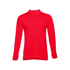   BERN. Men's long sleeve polo shirt, Male, Piquet mesh 100% cotton: 210 g/m². Colour 56: 85% cotton/15% viscose, Red, XXL