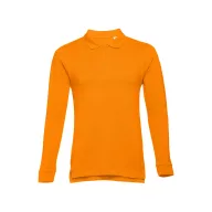   BERN. Men's long sleeve polo shirt, Male, Piquet mesh 100% cotton: 210 g/m². Colour 56: 85% cotton/15% viscose, Orange, XL