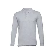   BERN. Men's long sleeve polo shirt, Male, Piquet mesh 100% cotton: 210 g/m². Colour 56: 85% cotton/15% viscose, Heather light grey, XXL