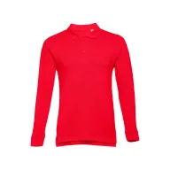   BERN. Men's long sleeve polo shirt, Male, Piquet mesh 100% cotton: 210 g/m². Colour 56: 85% cotton/15% viscose, Red, 3XL