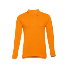   BERN. Men's long sleeve polo shirt, Male, Piquet mesh 100% cotton: 210 g/m². Colour 56: 85% cotton/15% viscose, Orange, 3XL