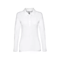   BERN WOMEN. Women's long sleeve polo shirt, Female, Piquet mesh 100% cotton: 210 g/m², White, L