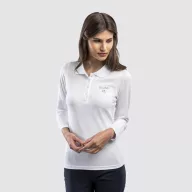   BERN WOMEN. Women's long sleeve polo shirt, Female, Piquet mesh 100% cotton: 210 g/m², White, M