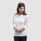 BERN WOMEN. Women's long sleeve polo shirt, Female, Piquet mesh 100% cotton: 210 g/m², White, XXL