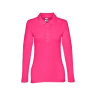   BERN WOMEN. Women's long sleeve polo shirt, Female, Piquet mesh 100% cotton: 210 g/m². Colour 56: 85% cotton/15% viscose, Pink, S
