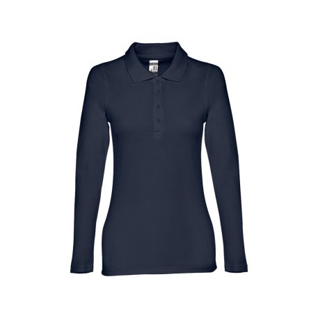 Tricou Polo, Dama, maneca lunga, TH Clothes, 2401E12434, Bumbac, Albastru, L