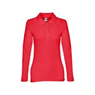   BERN WOMEN. Women's long sleeve polo shirt, Female, Piquet mesh 100% cotton: 210 g/m². Colour 56: 85% cotton/15% viscose, Red, M