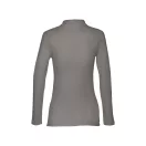 Tricou polo cu maneca lunga dama, 22FEB2172, XL, feminin, Bumbac, Gri