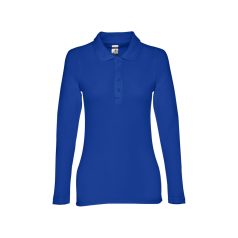   BERN WOMEN. Women's long sleeve polo shirt, Female, Piquet mesh 100% cotton: 210 g/m². Colour 56: 85% cotton/15% viscose, Royal blue, XXL