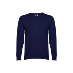   MILAN. Men's V-neck jumper, Male, 70% cotton and 30% polyamide: 220 g/m², Navy blue, M