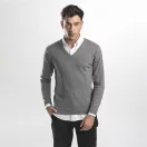 MILAN. Men's V-neck jumper, Male, 70% cotton and 30% polyamide: 220 g/m², Heather grey, M