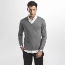 MILAN. Men's V-neck jumper, Male, 70% cotton and 30% polyamide: 220 g/m², Heather grey, M