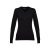 MILAN WOMEN. Women's V-neck jumper, Female, 70% cotton and 30% polyamide: 220 g/m², Black, L