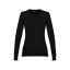 MILAN WOMEN. Women's V-neck jumper, Female, 70% cotton and 30% polyamide: 220 g/m², Black, L